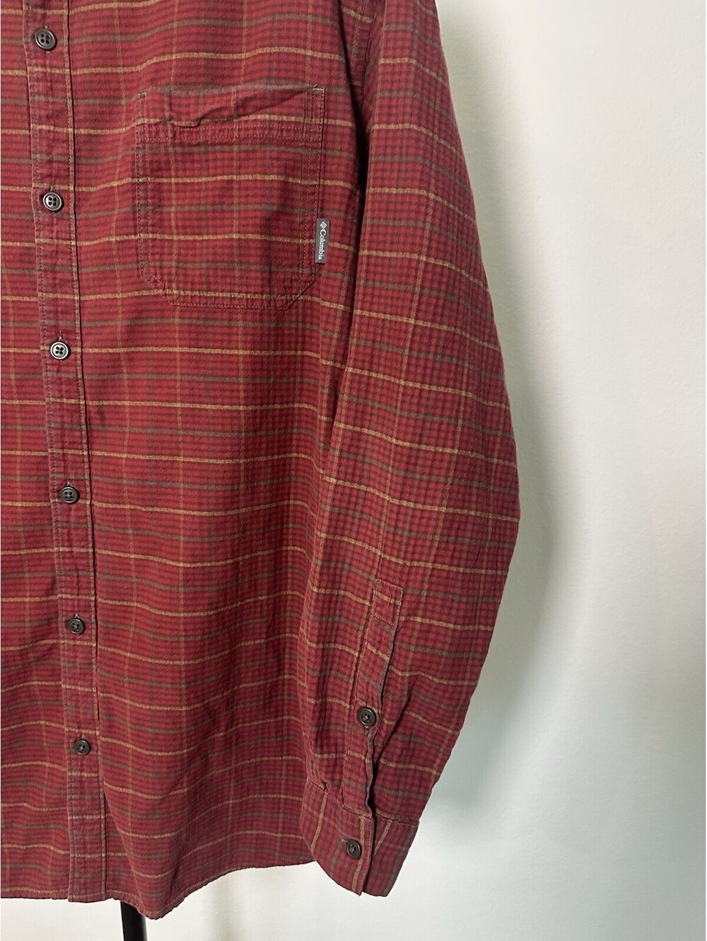 Columbia Mens XXL Flannel Shirt Red Plaid Button Down Long Sleeve 080 - Picture 2 of 5